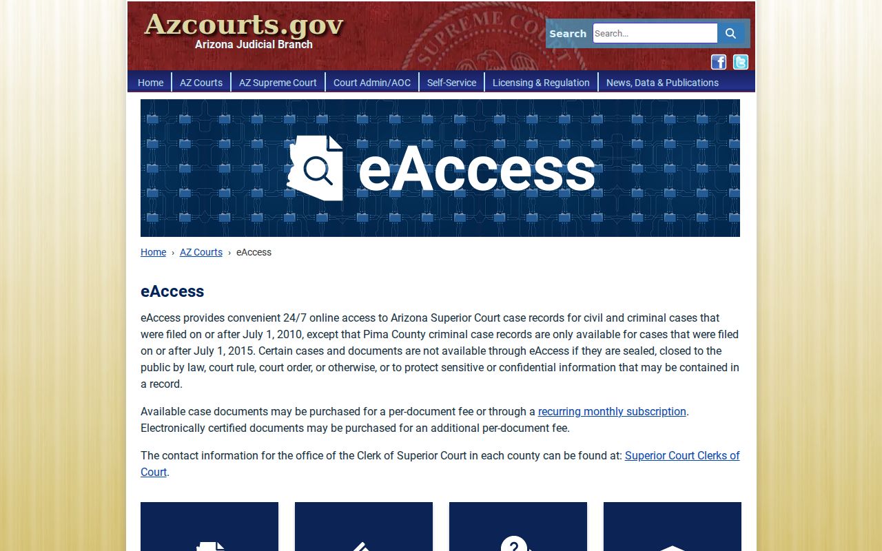 Navajo County case search eAccess document overview
