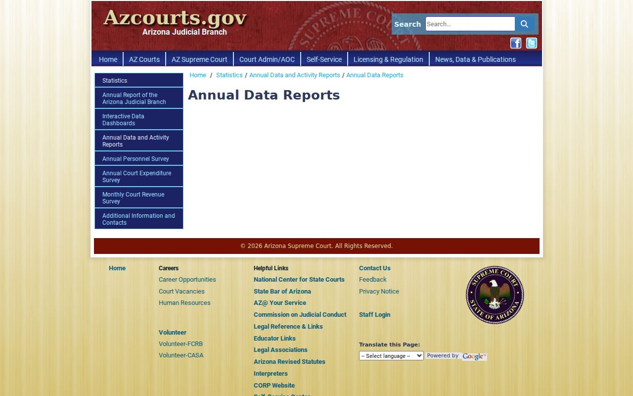 Navajo County court records Arizona annual data reports
