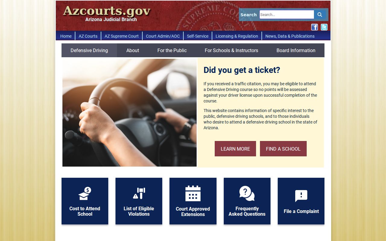 Navajo County traffic court records defensive driving eligibility
