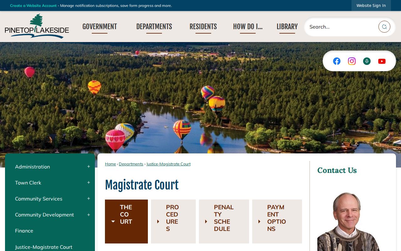 Pinetop-Lakeside court docket source showing the official Justice-Magistrate Court page