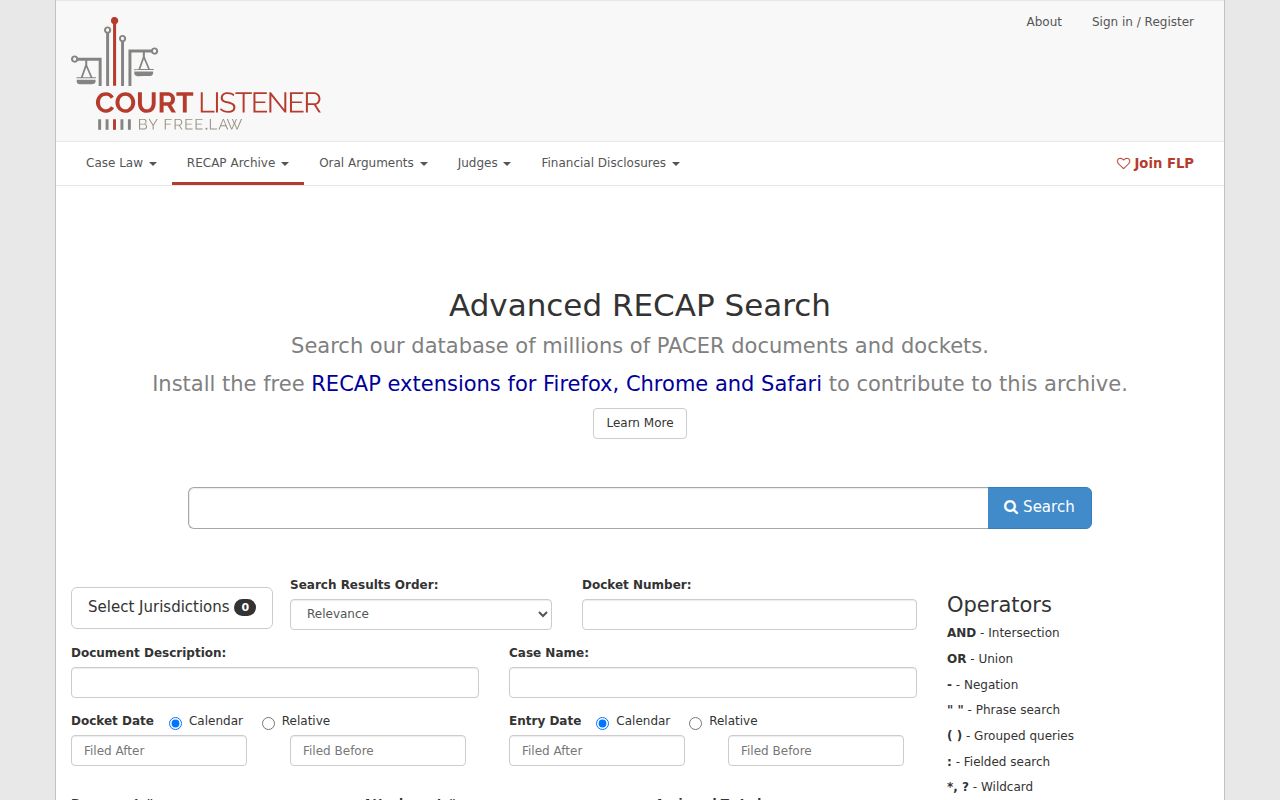 Show Low court docket jurisdiction comparison with the federal RECAP search